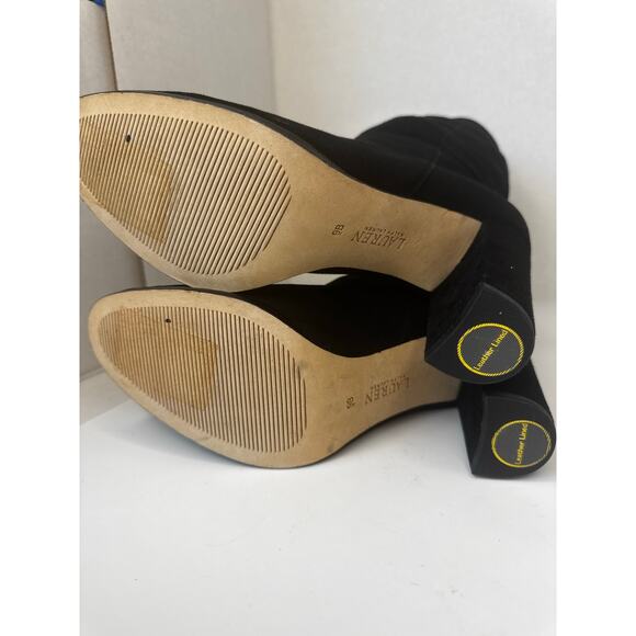 Ralph Lauren Artizan II Black Suede Mid-Calf Boots Sz 9 Minimalist Classic Style - Picture 2 of 10